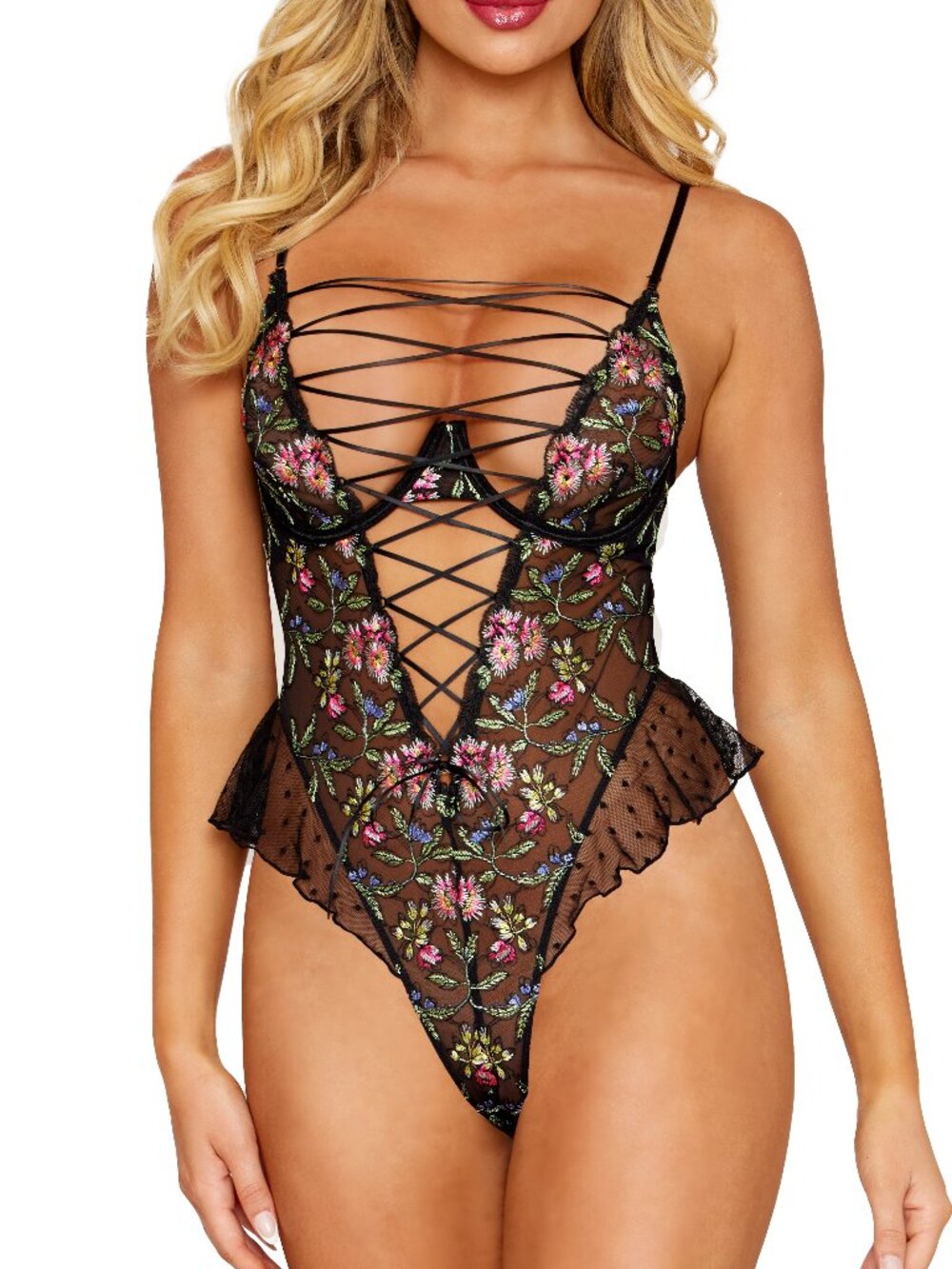 Dreamgirl Floral Dot Teddy - size small